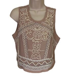 Sixes and Sevens Brand Women's Beaded Crop Shirt
